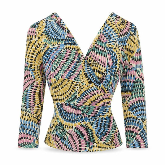 Womens UK Size 10 Betty Jackson Black Multicoloured Wrap Blouse