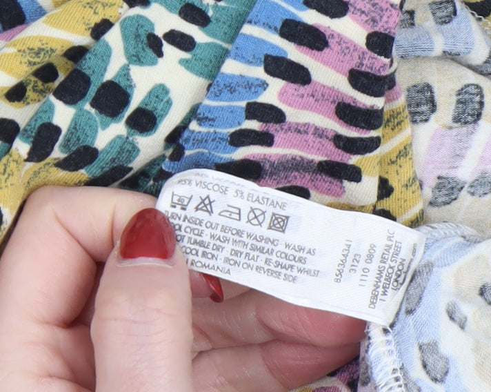 Womens UK Size 10 Betty Jackson Black Multicoloured Wrap Blouse