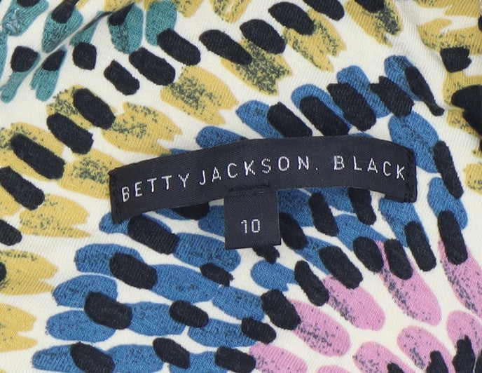 Womens UK Size 10 Betty Jackson Black Multicoloured Wrap Blouse