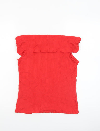 Womens UK Size 12 Savida Red Off the Shoulder Blouse