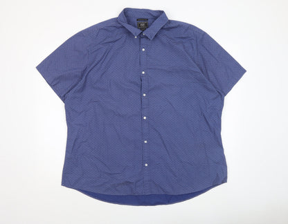 F&F Men’s Blue Geometric Button-Down Short Sleeve Cotton Shirt 3XL