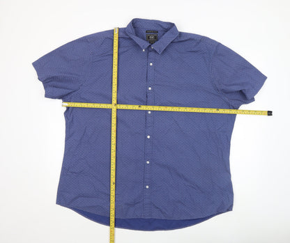 F&F Men’s Blue Geometric Button-Down Short Sleeve Cotton Shirt 3XL
