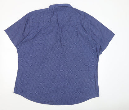 F&F Men’s Blue Geometric Button-Down Short Sleeve Cotton Shirt 3XL