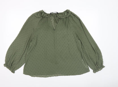 Womens UK Size XS Zara Green Tunic Blouse