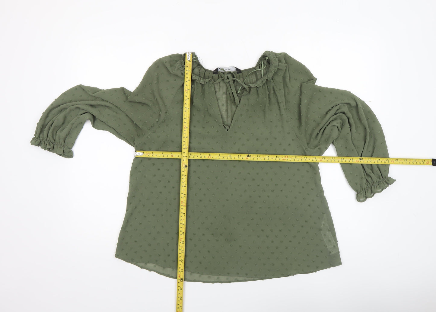 Womens UK Size XS Zara Green Tunic Blouse