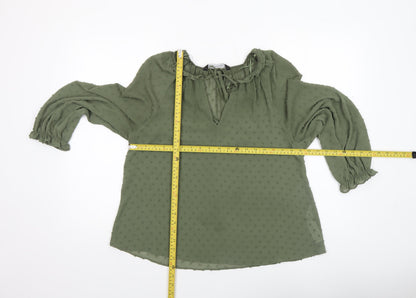 Womens UK Size XS Zara Green Tunic Blouse