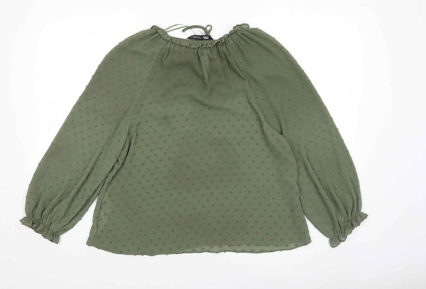 Womens UK Size XS Zara Green Tunic Blouse