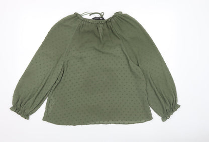 Womens UK Size XS Zara Green Tunic Blouse