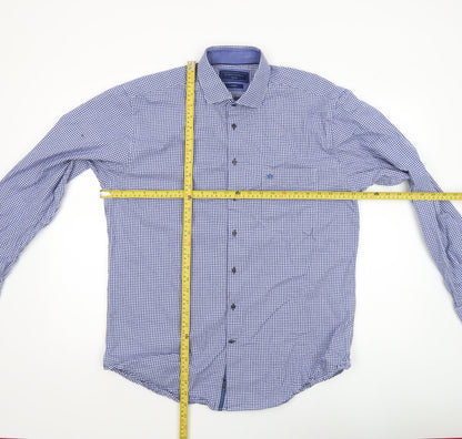Marco Capelli Men’s Blue Check Cotton Button-Up Shirt Size L