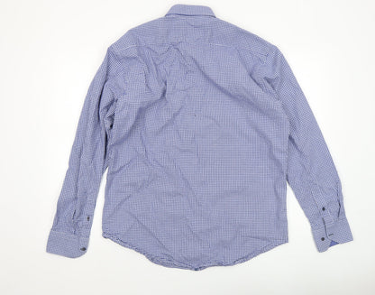 Marco Capelli Men’s Blue Check Cotton Button-Up Shirt Size L