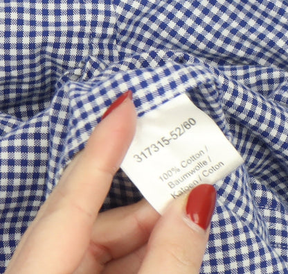 Marco Capelli Men’s Blue Check Cotton Button-Up Shirt Size L