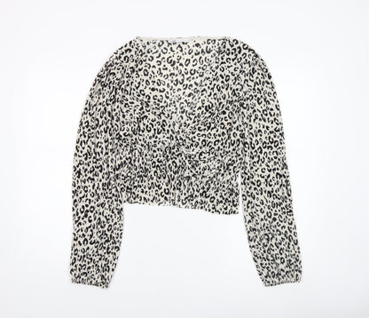 Womens UK Size L Zara Beige Cropped Blouse