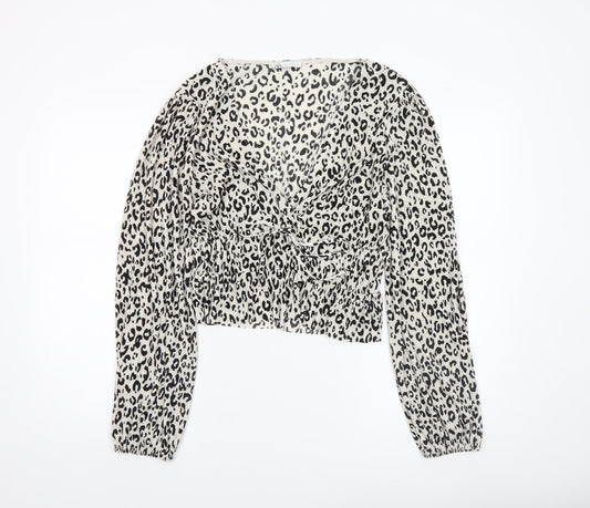 Womens UK Size L Zara Beige Cropped Blouse
