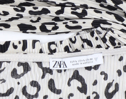 Womens UK Size L Zara Beige Cropped Blouse