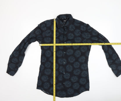BOSS Men's Blue Slim Fit 15in 38in Long Sleeve Button-Up Shirt