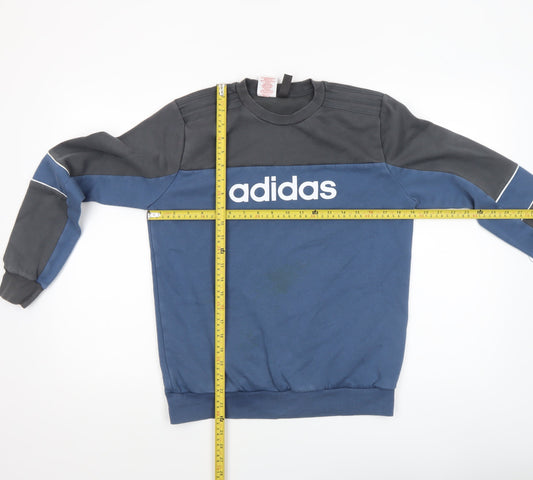 Adidas Boys Blue Colourblock Logo Fleece Sweatshirt 13-14 Years