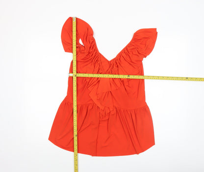 Womens UK Size L Zara Orange Wrap Blouse