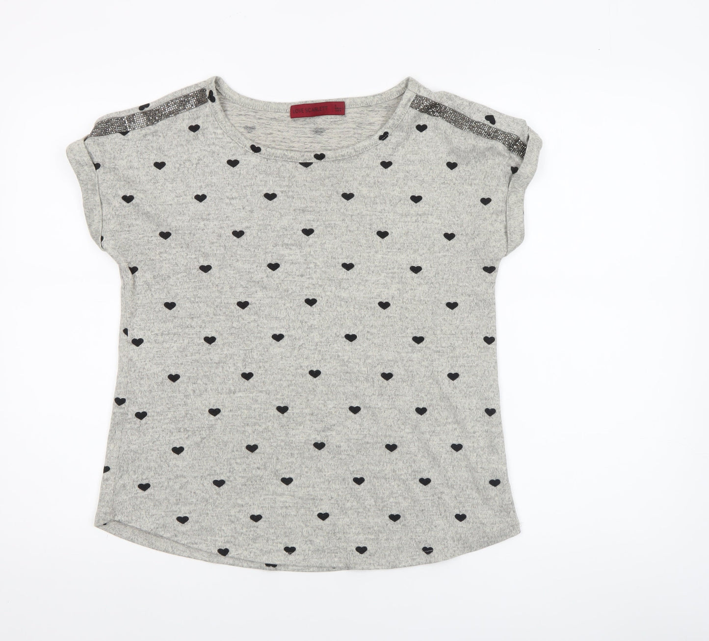 Womens UK Size S Love Scarlett Grey Basic T-Shirt