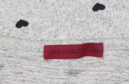 Womens UK Size S Love Scarlett Grey Basic T-Shirt