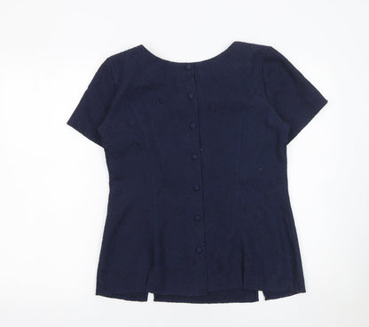 Womens UK Size 12 Paraphrase Blue Basic Blouse