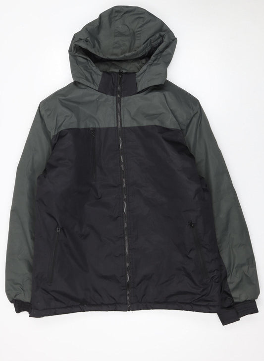 Mens UK Size L Charles Norton Black Windbreaker Coat