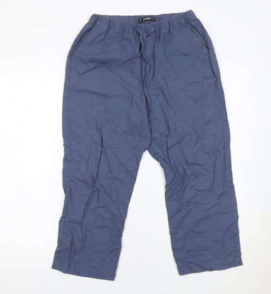 Dunnes Stores Women’s Blue Linen Cotton Drawstring Trousers XS
