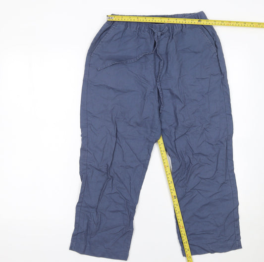 Dunnes Stores Women’s Blue Linen Cotton Drawstring Trousers XS