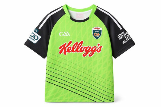Front view of Masita boys’ green kellogg’s gaa jersey t-shirt 3 years quick dry sports top