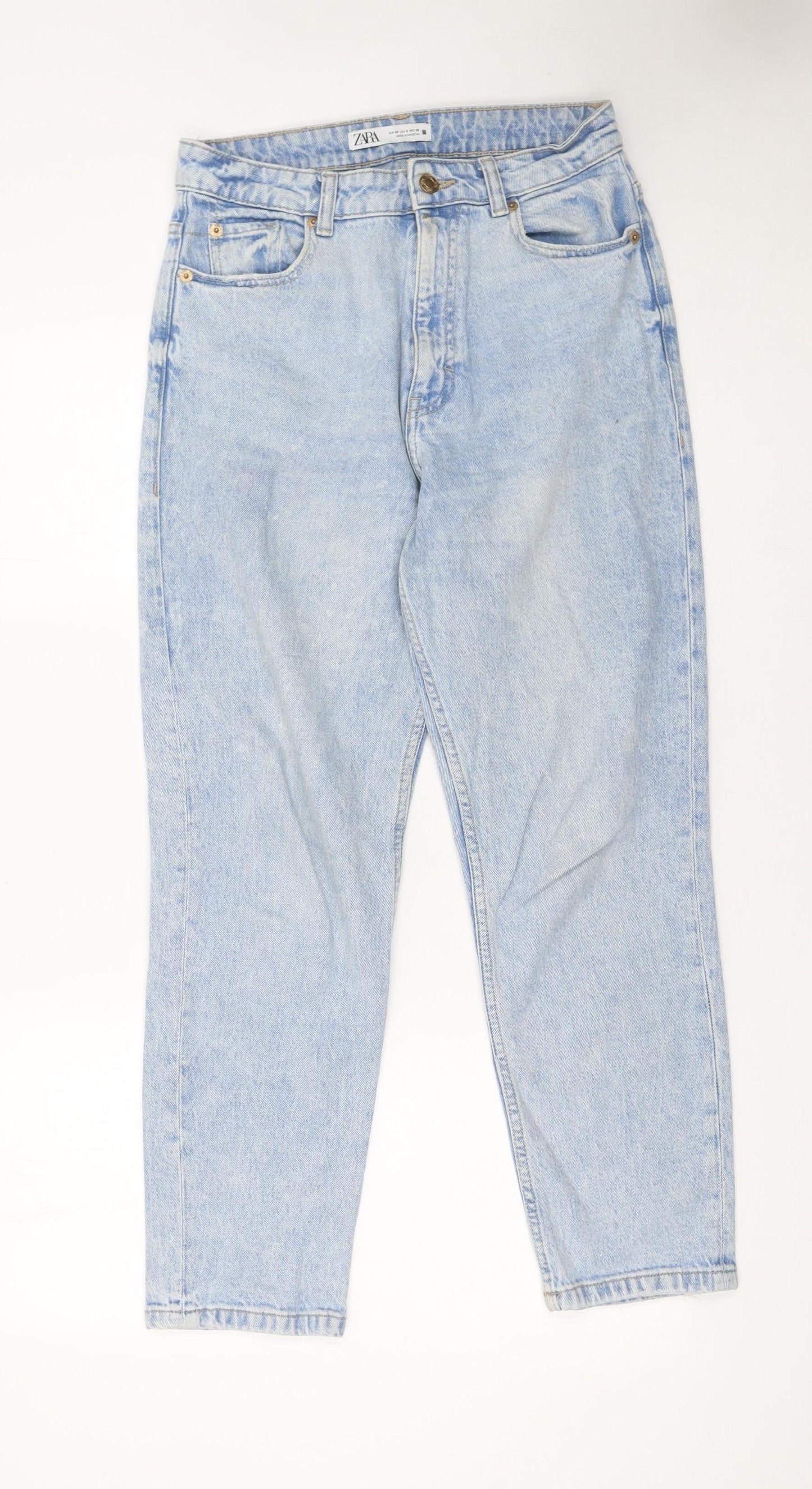 Womens UK Size 10 Zara Relaxed Fit Mom Blue Jeans