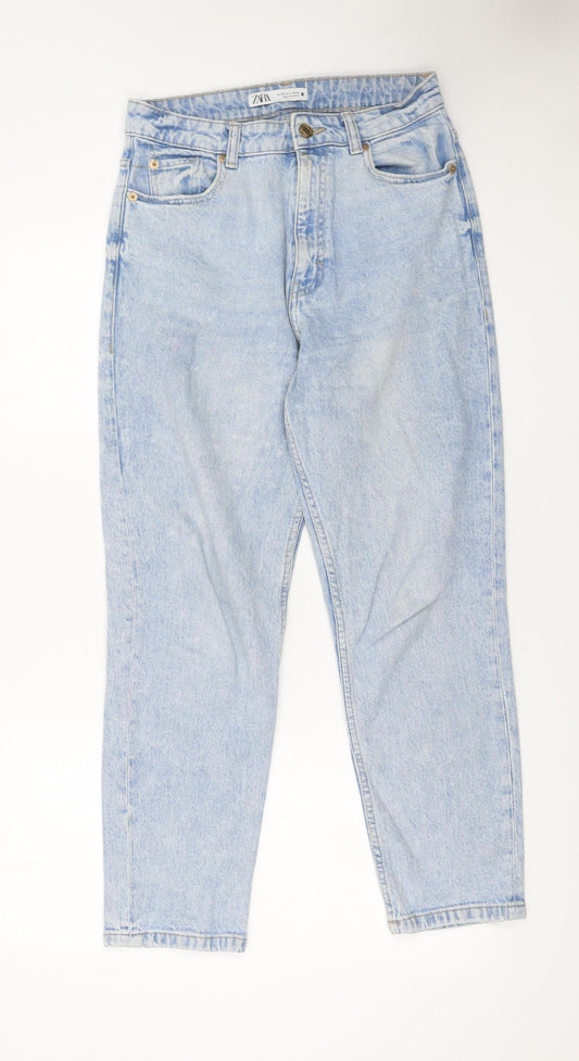 Womens UK Size 10 Zara Relaxed Fit Mom Blue Jeans