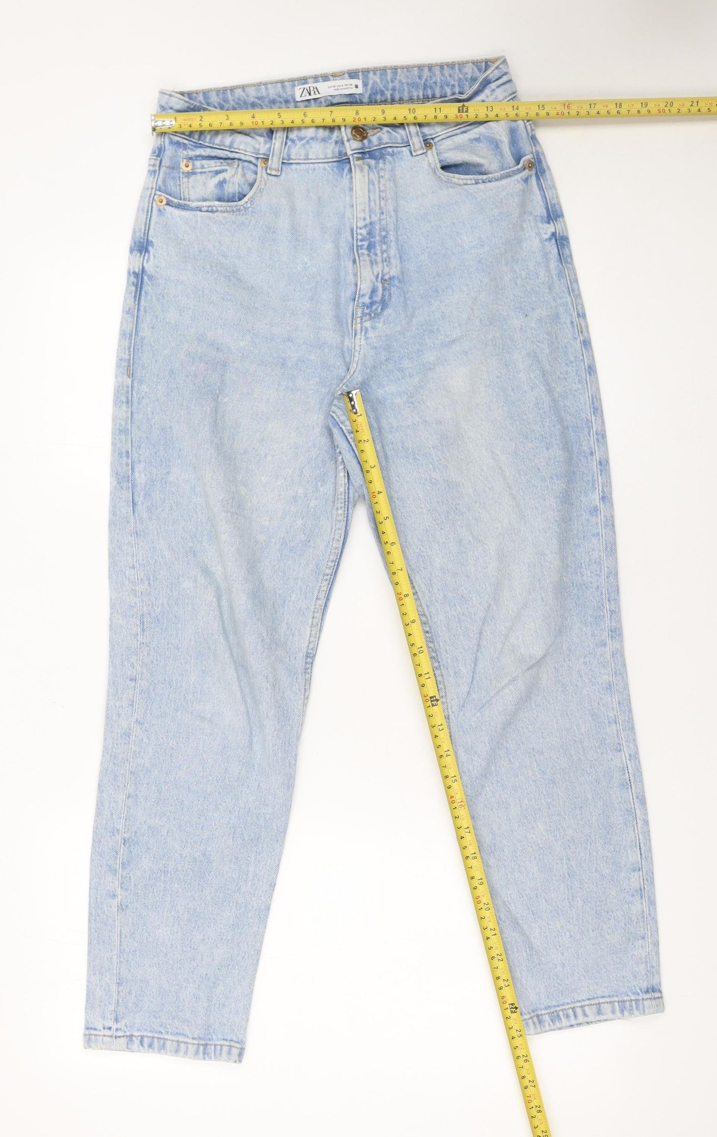 Womens UK Size 10 Zara Relaxed Fit Mom Blue Jeans