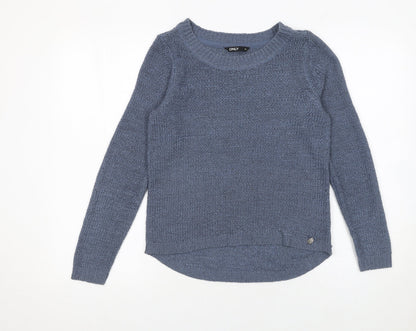 ONLY Womens Blue XS Chunky Knit Pullover Jumper
