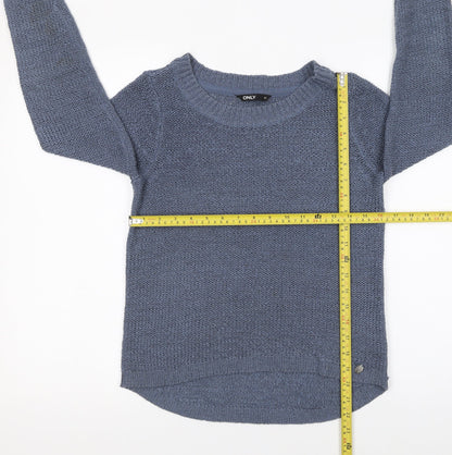 ONLY Womens Blue XS Chunky Knit Pullover Jumper