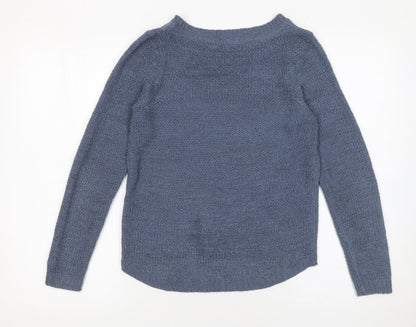 ONLY Womens Blue XS Chunky Knit Pullover Jumper