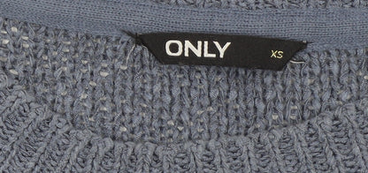 ONLY Womens Blue XS Chunky Knit Pullover Jumper