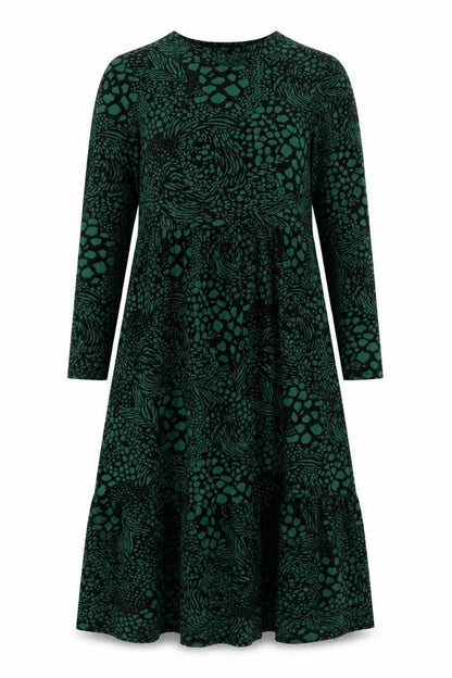 F&F Women’s Green Animal Print Midi A-Line Dress Size 6