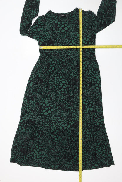 F&F Women’s Green Animal Print Midi A-Line Dress Size 6