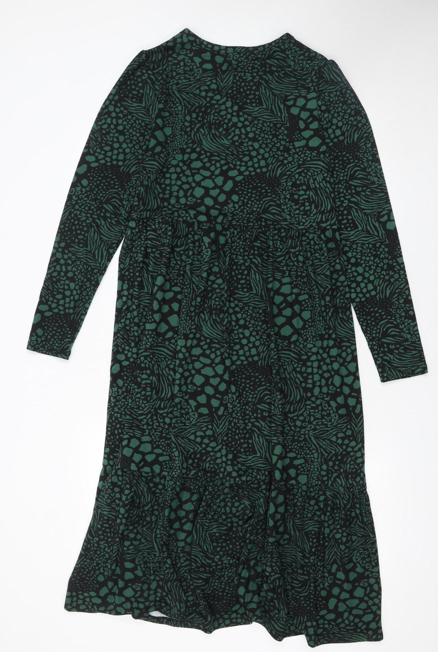 F&F Women’s Green Animal Print Midi A-Line Dress Size 6