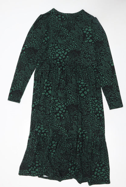 F&F Women’s Green Animal Print Midi A-Line Dress Size 6