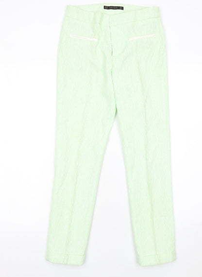 Womens UK Size XS Zara Basic Slim Fit Casual Business Green Trousers