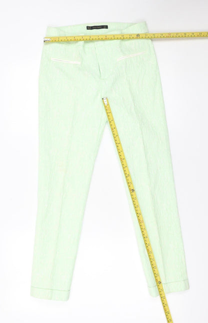 Womens UK Size XS Zara Basic Slim Fit Casual Business Green Trousers