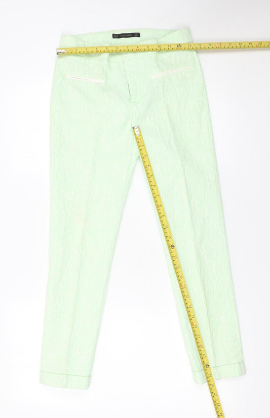 Womens UK Size XS Zara Basic Slim Fit Casual Business Green Trousers