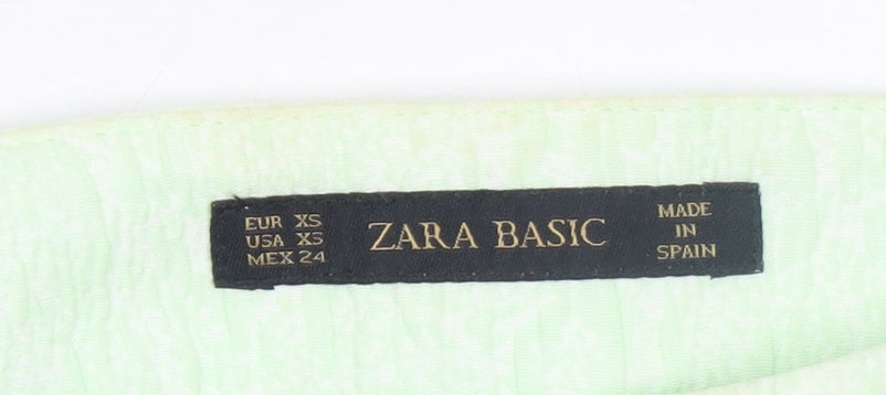 Womens UK Size XS Zara Basic Slim Fit Casual Business Green Trousers