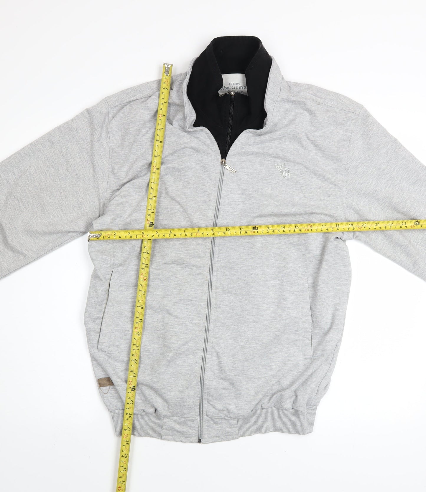 Mens UK Size L Abercrombie & Fitch Grey Full Zip Sweatshirt