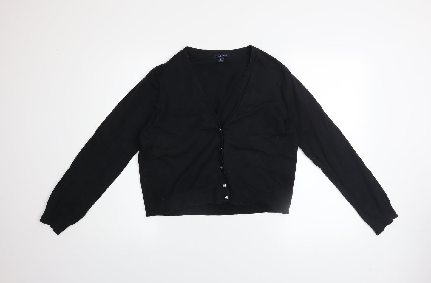Womens UK Size M Lands' End Black Cardigan Jumper