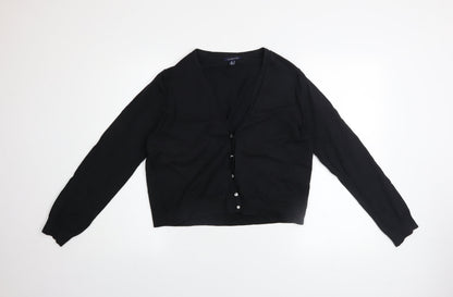Womens UK Size M Lands' End Black Cardigan Jumper