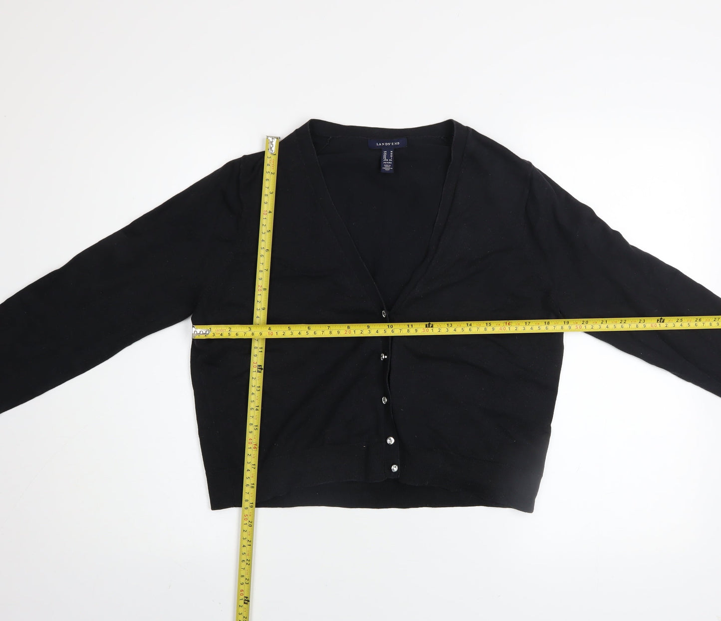 Womens UK Size M Lands' End Black Cardigan Jumper