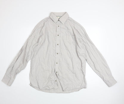 Marks and Spencer Men's Beige Check Long Sleeve Cotton Shirt 15.5in