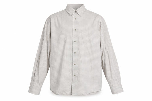 Marks and Spencer Men's Beige Check Long Sleeve Cotton Shirt 15.5in