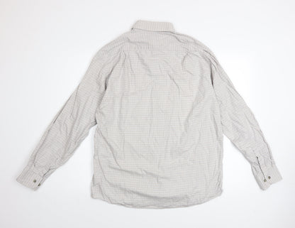 Marks and Spencer Men's Beige Check Long Sleeve Cotton Shirt 15.5in